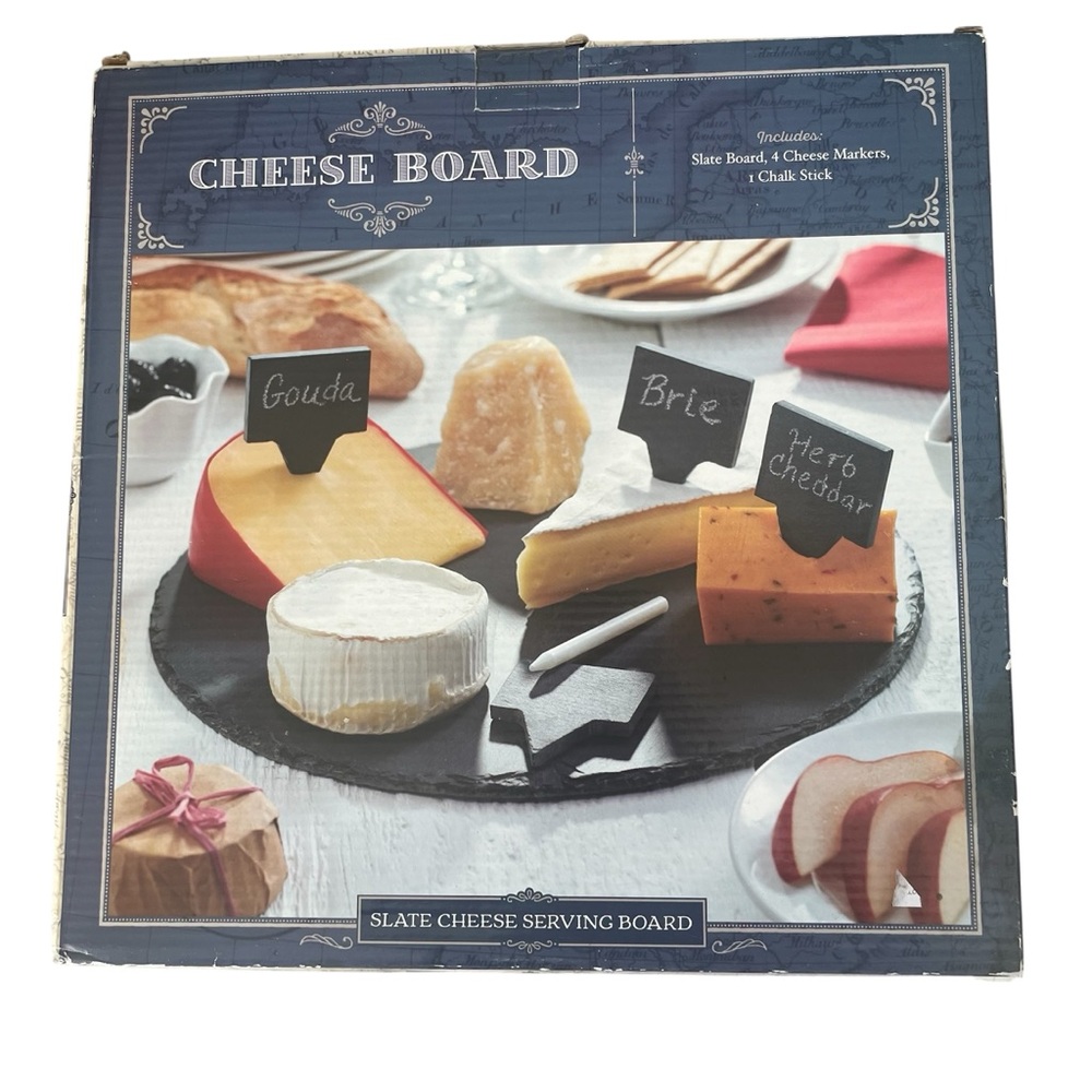 Slate Cheese Serving Board Set 12” Round